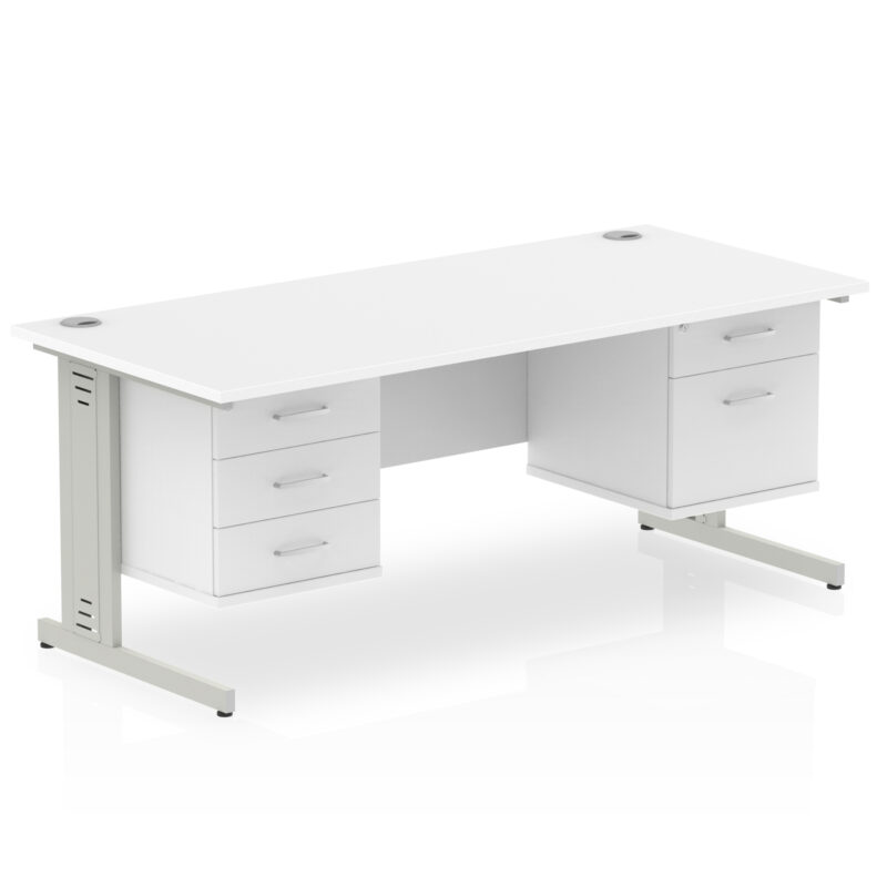 Impulse 1800mm Cable Managed Straight Desk With Two Fixed Pedestal - Image 46