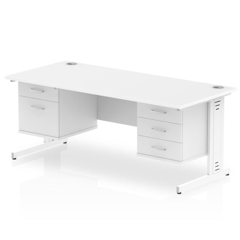 Impulse 1800mm Cable Managed Straight Desk With Two Fixed Pedestal - Image 39