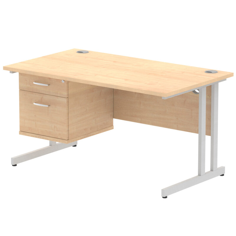 Impulse 1400mm Cantilever Straight Desk With Single Fixed Pedestal - Image 79