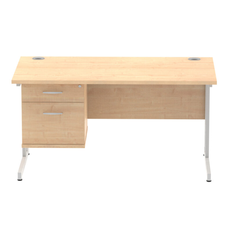 Impulse 1400mm Cantilever Straight Desk With Single Fixed Pedestal - Image 80