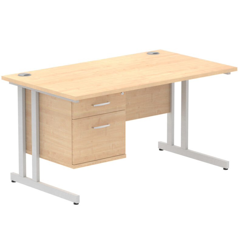 Impulse 1400mm Cantilever Straight Desk With Single Fixed Pedestal - Image 81