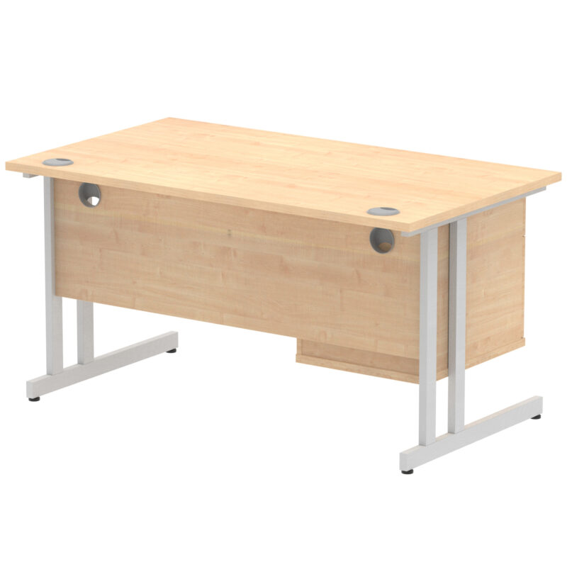 Impulse 1400mm Cantilever Straight Desk With Single Fixed Pedestal - Image 83