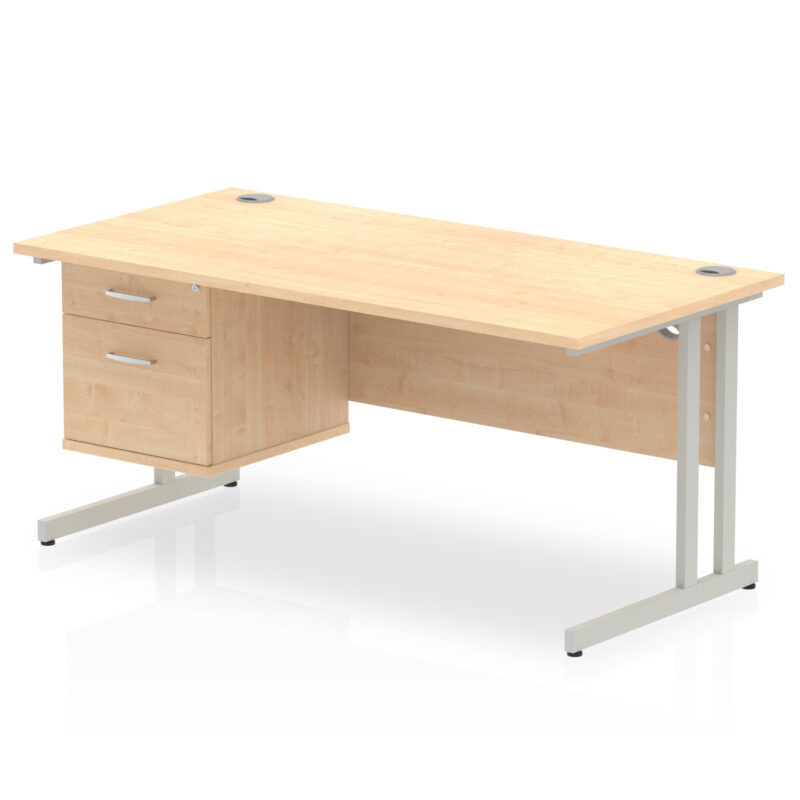 Impulse 1600mm Cantilever Straight Desk With Single Fixed Pedestal - Image 29