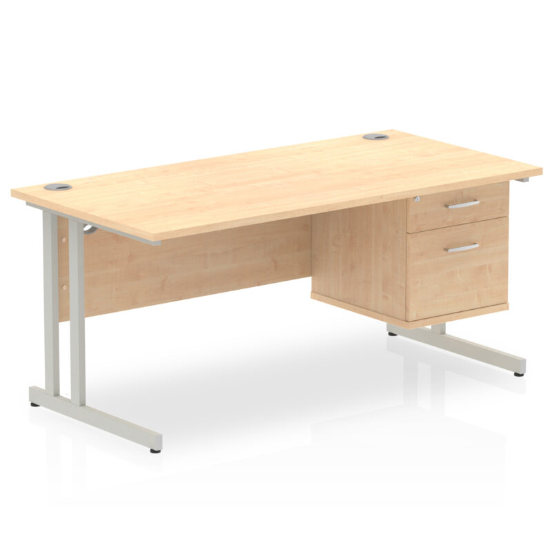 Impulse 1600mm Cantilever Straight Desk With Single Fixed Pedestal - Image 30