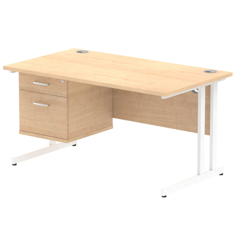 Impulse 1400mm Cantilever Straight Desk With Single Fixed Pedestal - Image 20