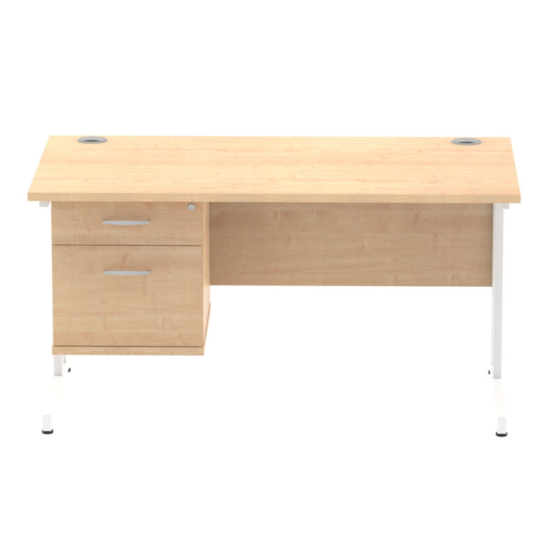 Impulse 1400mm Cantilever Straight Desk With Single Fixed Pedestal - Image 21
