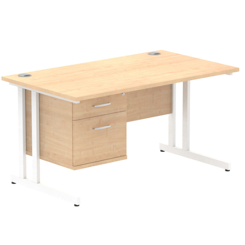 Impulse 1400mm Cantilever Straight Desk With Single Fixed Pedestal - Image 22