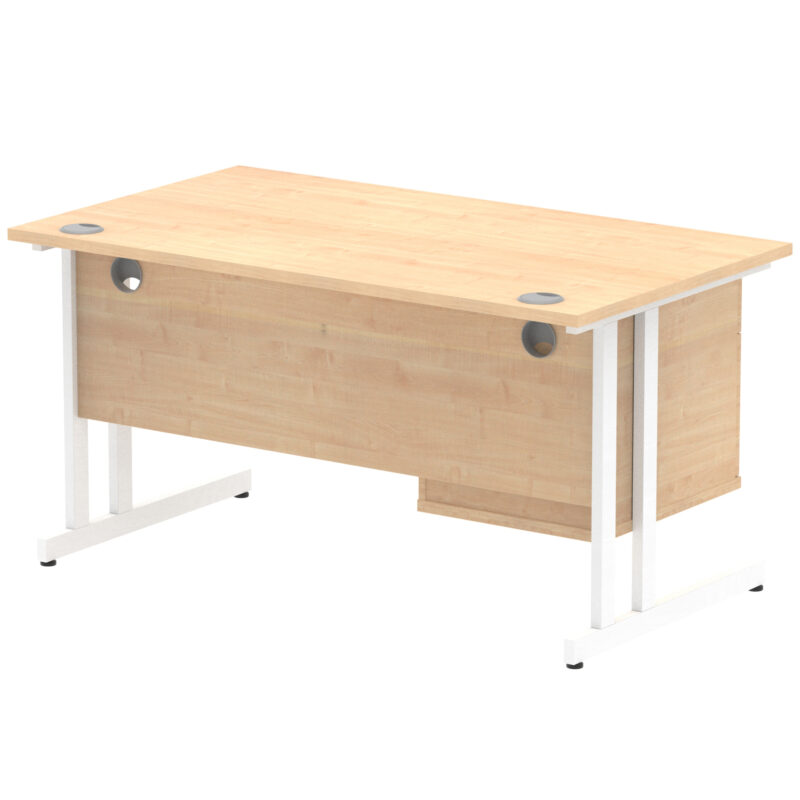 Impulse 1400mm Cantilever Straight Desk With Single Fixed Pedestal - Image 24