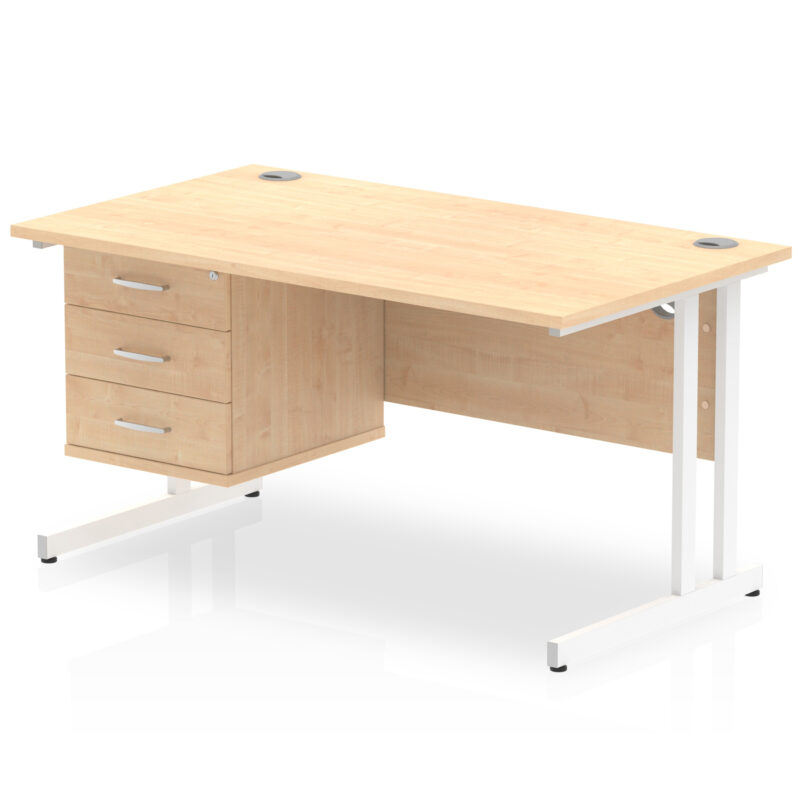 Impulse 1400mm Cantilever Straight Desk With Single Fixed Pedestal - Image 28