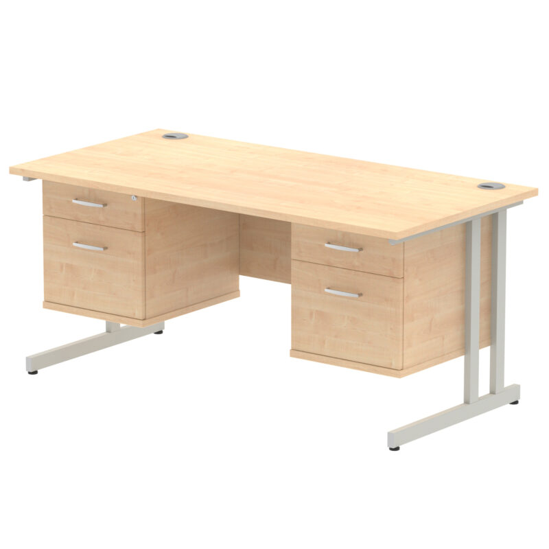 Impulse 1600mm Cantilever Straight Desk With Two Fixed Pedestal - Image 32