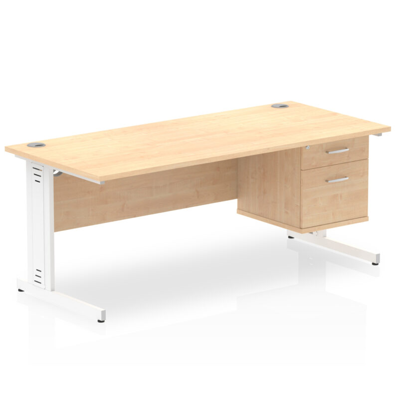 Impulse 1800mm Cable Managed Straight Desk With Single Fixed Pedestal - Image 16