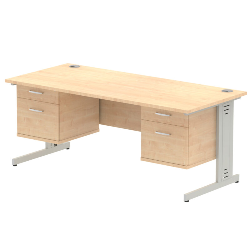 Impulse 1800mm Cable Managed Straight Desk With Two Fixed Pedestal - Image 19