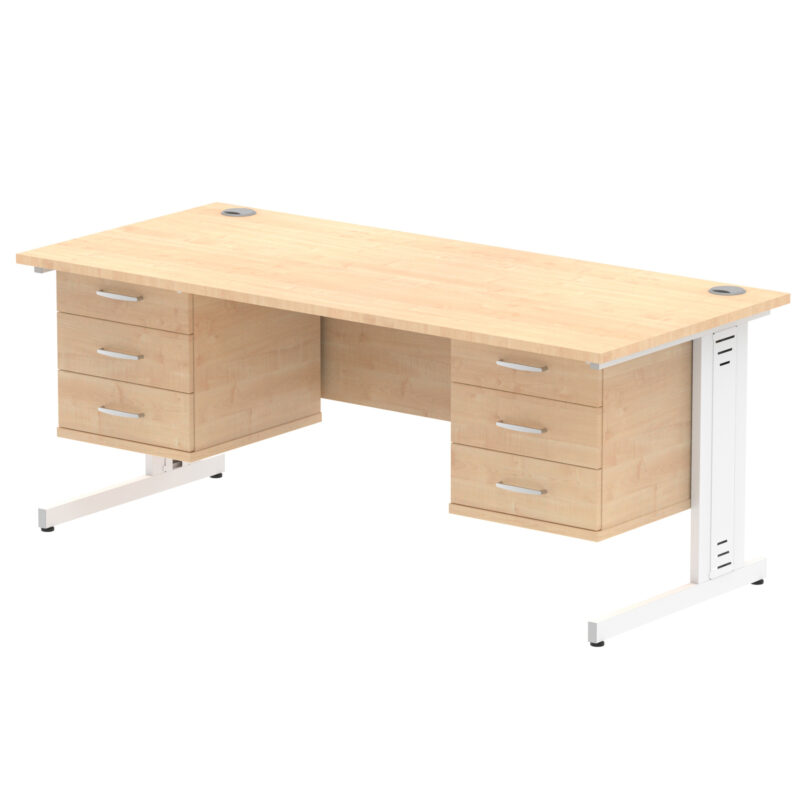 Impulse 1800mm Cable Managed Straight Desk With Two Fixed Pedestal - Image 22