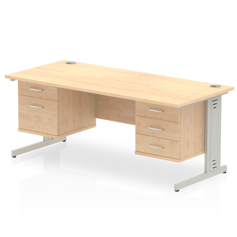 Impulse 1800mm Cable Managed Straight Desk With Two Fixed Pedestal - Image 15