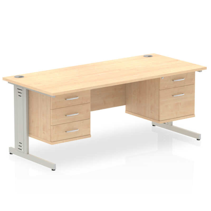 Impulse 1800mm Cable Managed Straight Desk With Two Fixed Pedestal - Image 16
