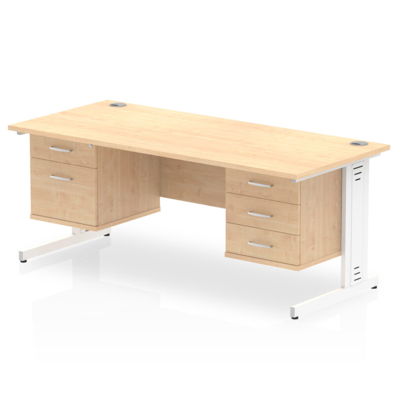 Impulse 1800mm Cable Managed Straight Desk With Two Fixed Pedestal - Image 17