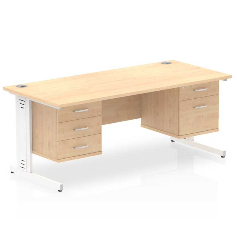 Impulse 1800mm Cable Managed Straight Desk With Two Fixed Pedestal - Image 18