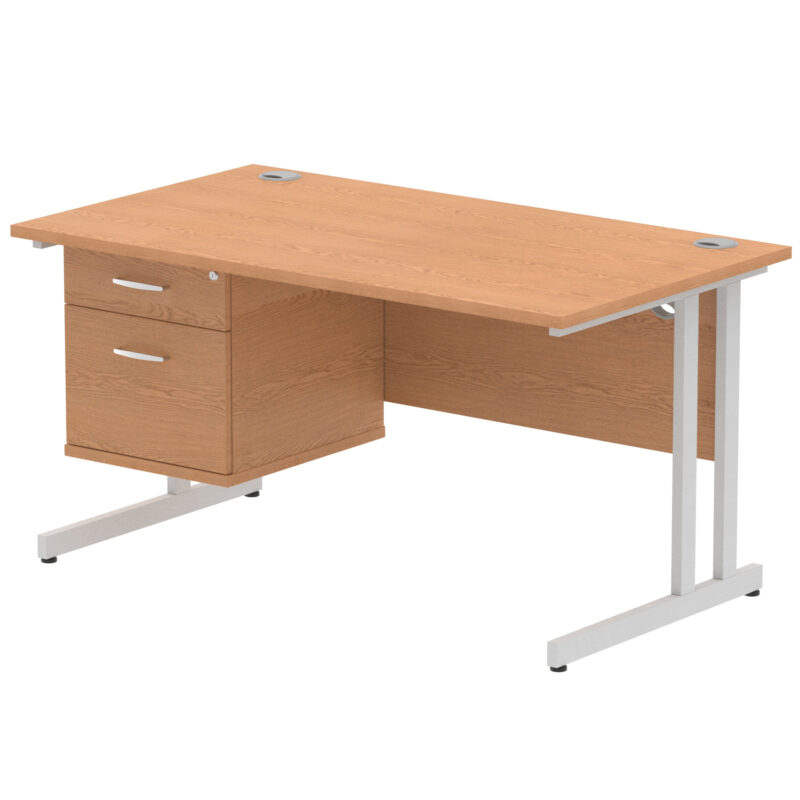 Impulse 1400mm Cantilever Straight Desk With Single Fixed Pedestal - Image 89