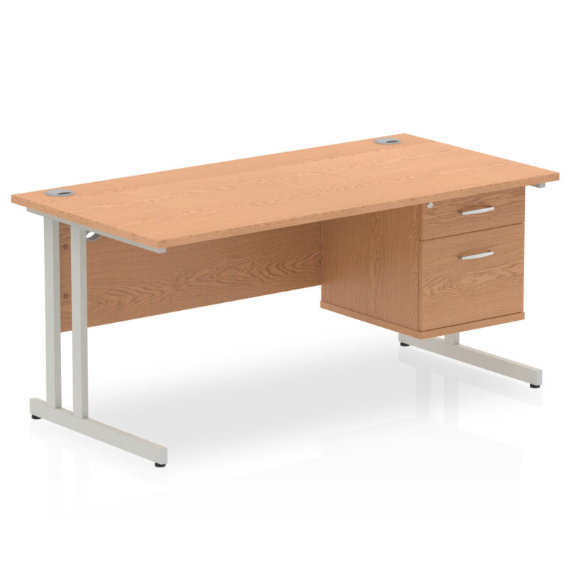 Impulse 1600mm Cantilever Straight Desk With Single Fixed Pedestal - Image 34