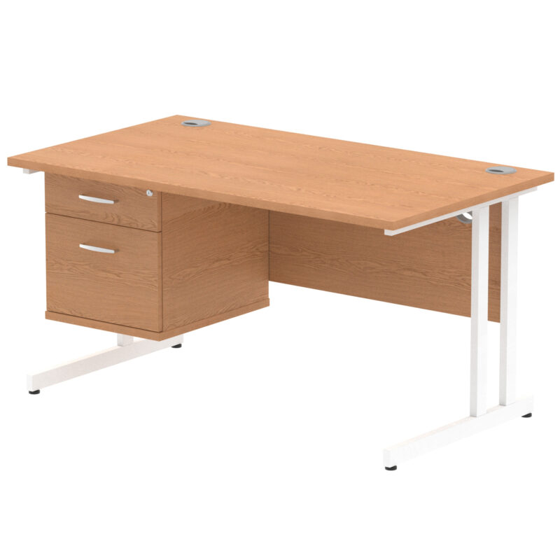 Impulse 1400mm Cantilever Straight Desk With Single Fixed Pedestal - Image 30