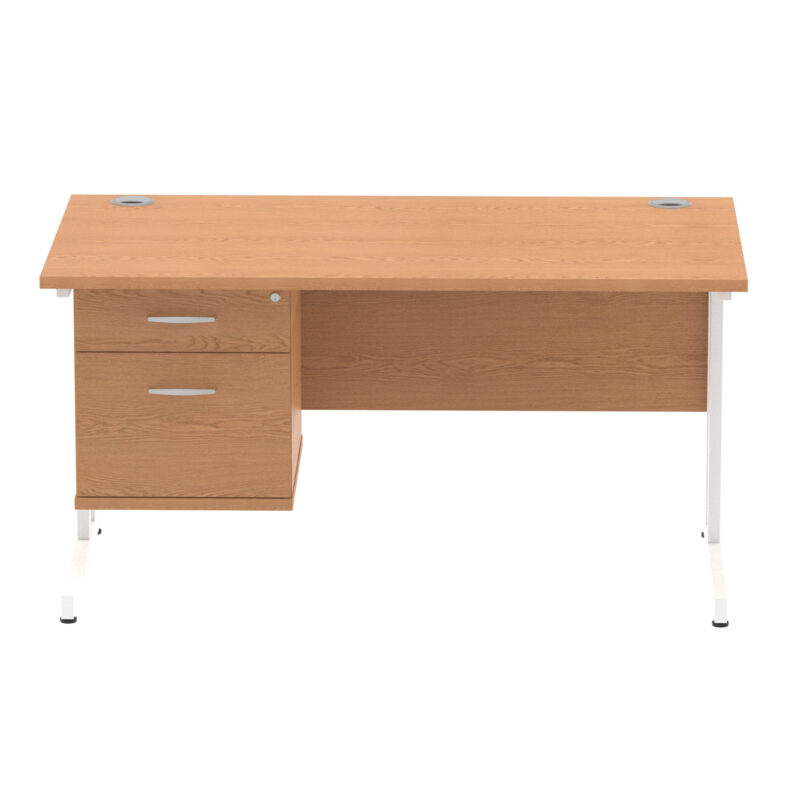 Impulse 1400mm Cantilever Straight Desk With Single Fixed Pedestal - Image 31