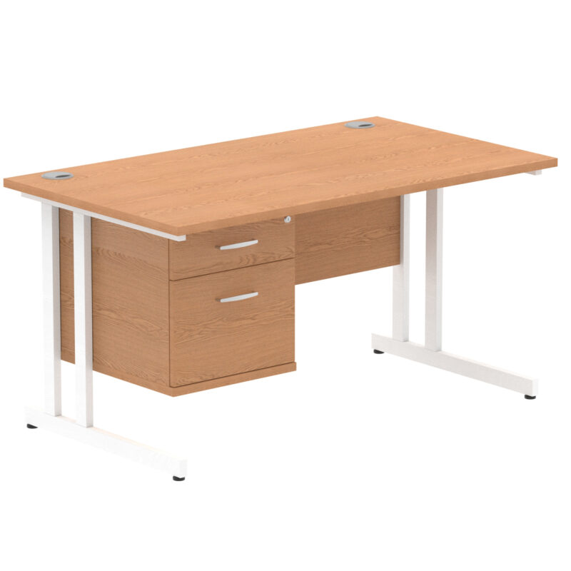 Impulse 1400mm Cantilever Straight Desk With Single Fixed Pedestal - Image 32