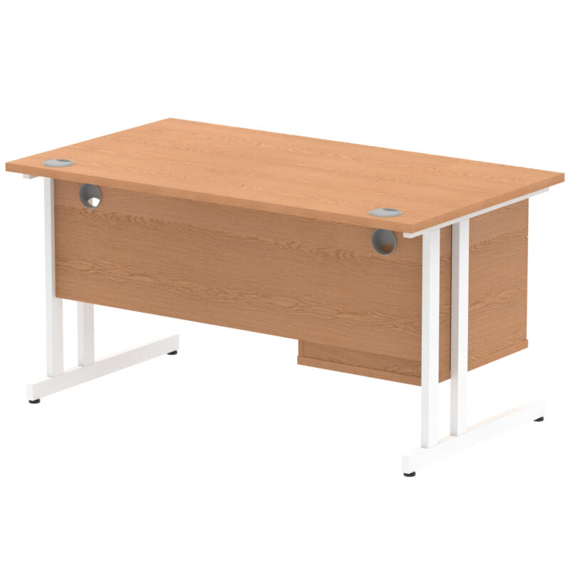 Impulse 1400mm Cantilever Straight Desk With Single Fixed Pedestal - Image 34