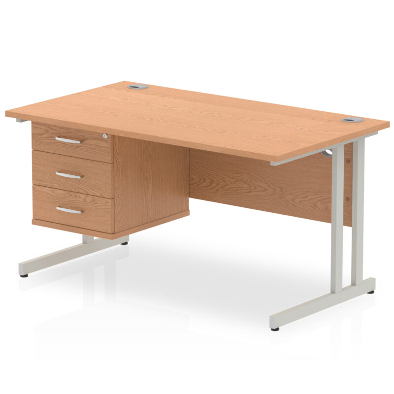 Impulse 1400mm Cantilever Straight Desk With Single Fixed Pedestal - Image 97