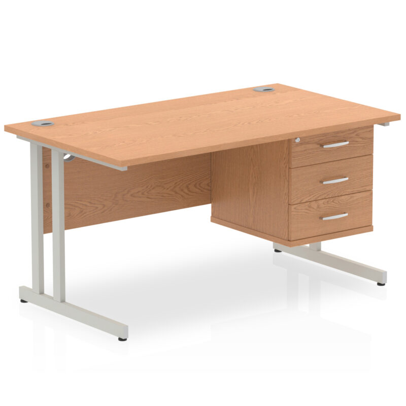 Impulse 1400mm Cantilever Straight Desk With Single Fixed Pedestal - Image 98