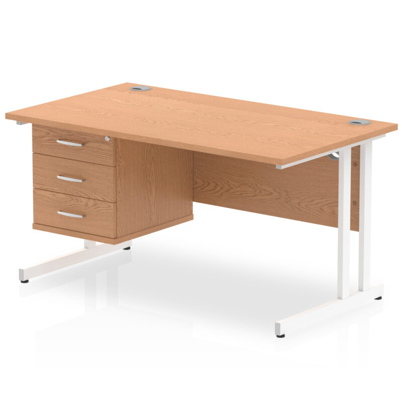 Impulse 1400mm Cantilever Straight Desk With Single Fixed Pedestal - Image 38