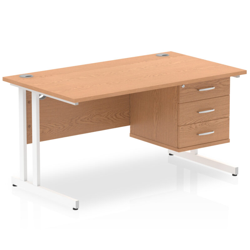 Impulse 1400mm Cantilever Straight Desk With Single Fixed Pedestal - Image 39