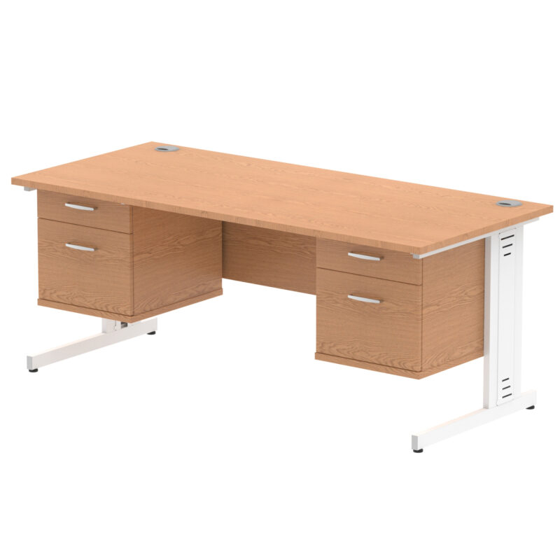 Impulse 1800mm Cable Managed Straight Desk With Two Fixed Pedestal - Image 28
