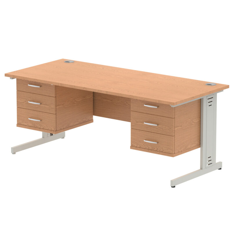 Impulse 1800mm Cable Managed Straight Desk With Two Fixed Pedestal - Image 29