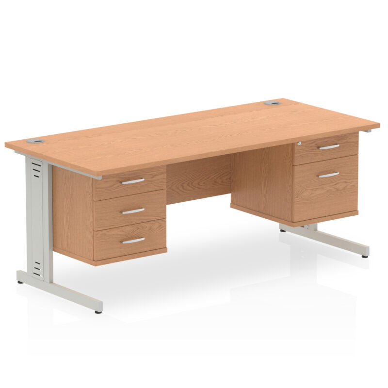 Impulse 1800mm Cable Managed Straight Desk With Two Fixed Pedestal - Image 24