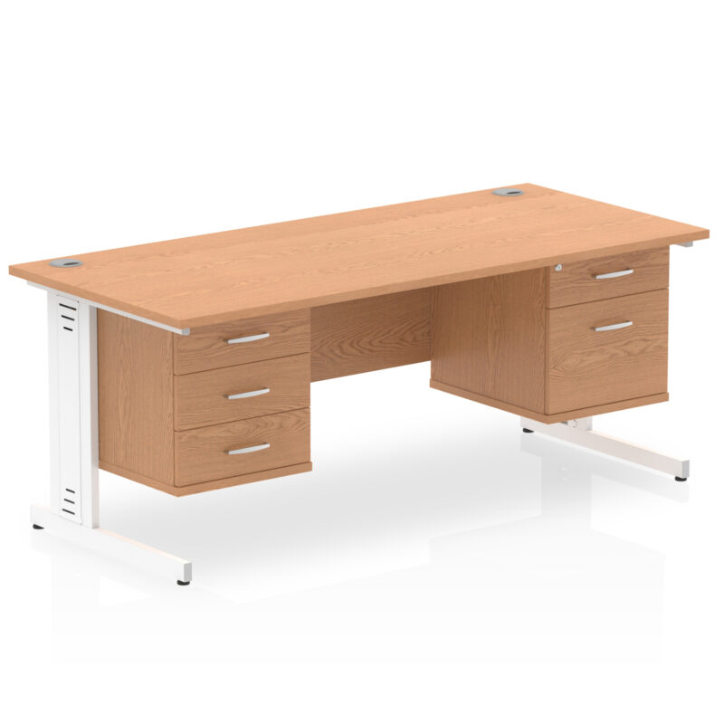 Impulse 1800mm Cable Managed Straight Desk With Two Fixed Pedestal - Image 26