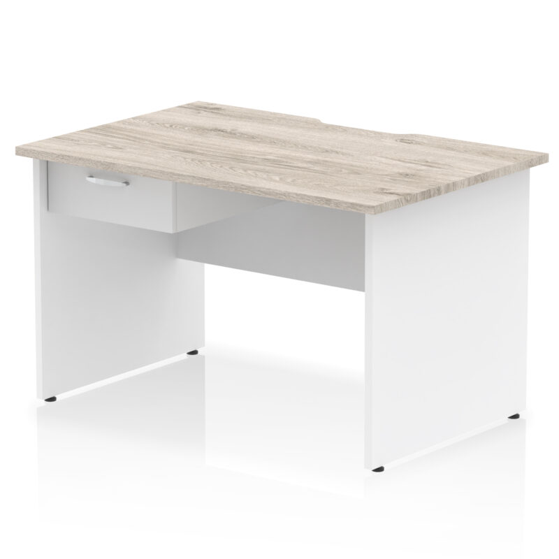 Impulse Scalloped Edge Panel End Straight Desk Frame With Single One Drawer Fixed Pedestal - Image 23