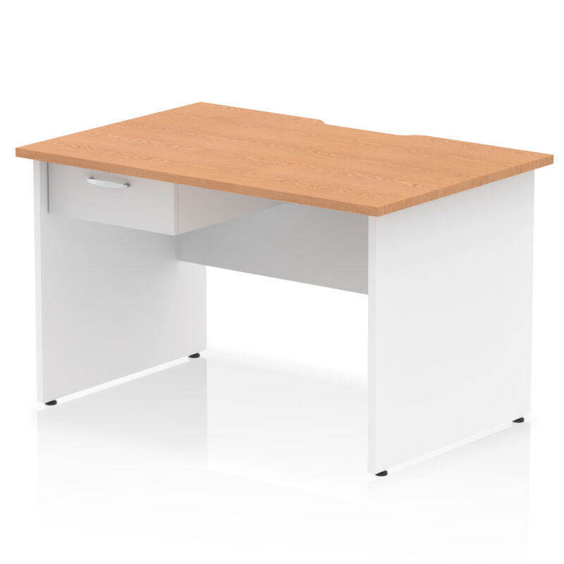 Impulse Scalloped Edge Panel End Straight Desk Frame With Single One Drawer Fixed Pedestal - Image 25