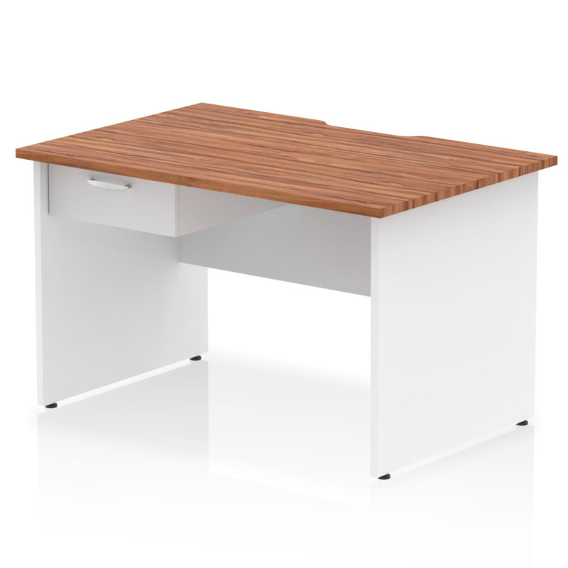 Impulse Scalloped Edge Panel End Straight Desk Frame With Single One Drawer Fixed Pedestal - Image 26
