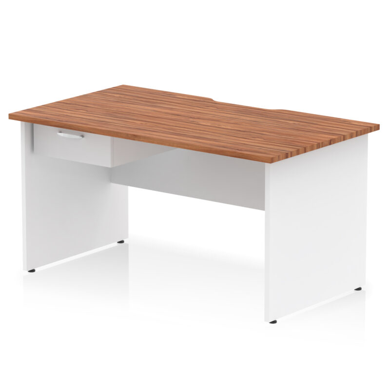 Impulse Scalloped Edge Panel End Straight Desk Frame With Single One Drawer Fixed Pedestal - Image 31