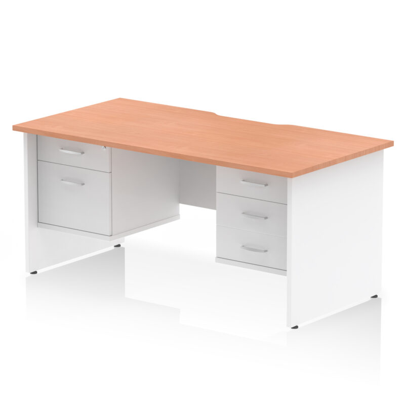 Impulse Scalloped Edge 1600mm Panel End Straight Desk With Two Fixed Pedestal - Image 10